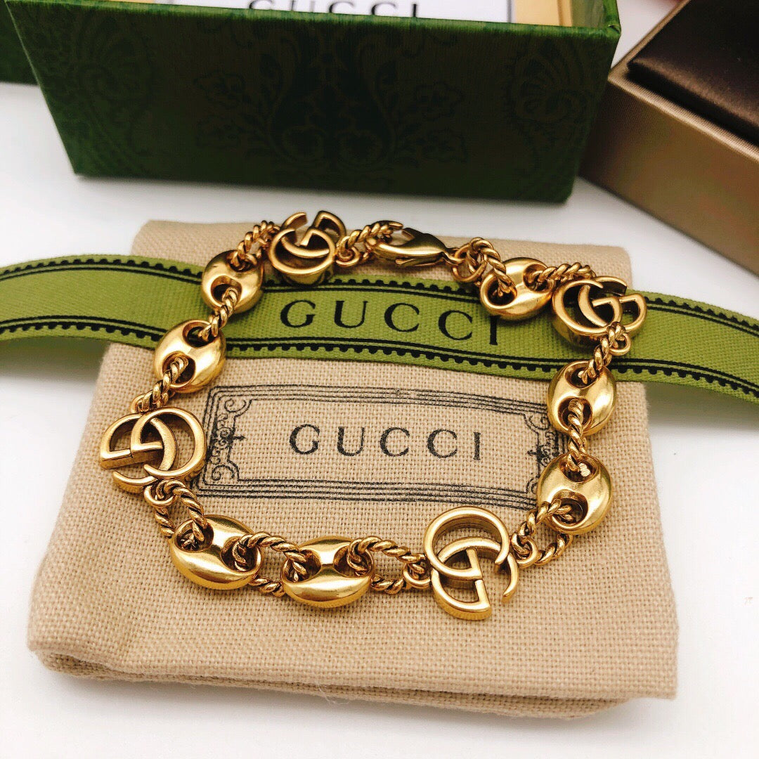 Geometric Emblem Bracelet in Polished Metal-Tone – Design 074 side detail