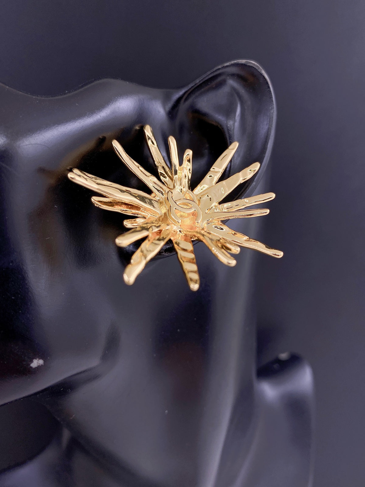Signature Emblem Stud Earrings in Gold-Tone – Design 046 front product view