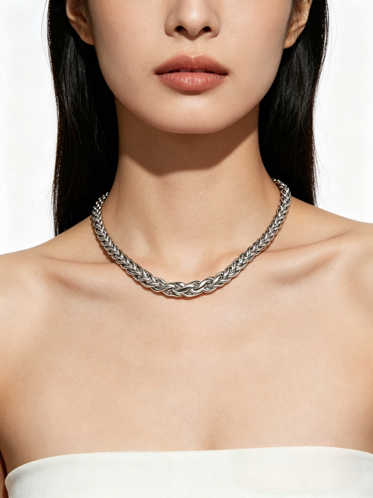 Signature Motif Pendant Necklace in Silver-Tone – Vintage Detail – Design 37 front product view
