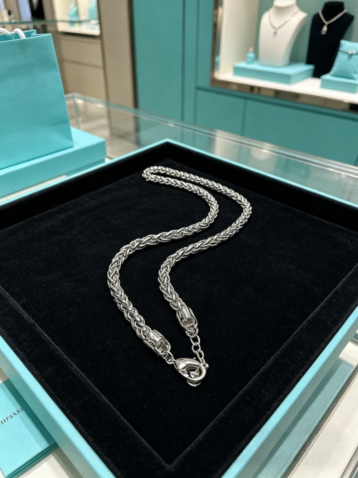 Signature Motif Pendant Necklace in Silver-Tone – Vintage Detail – Design 37 side detail