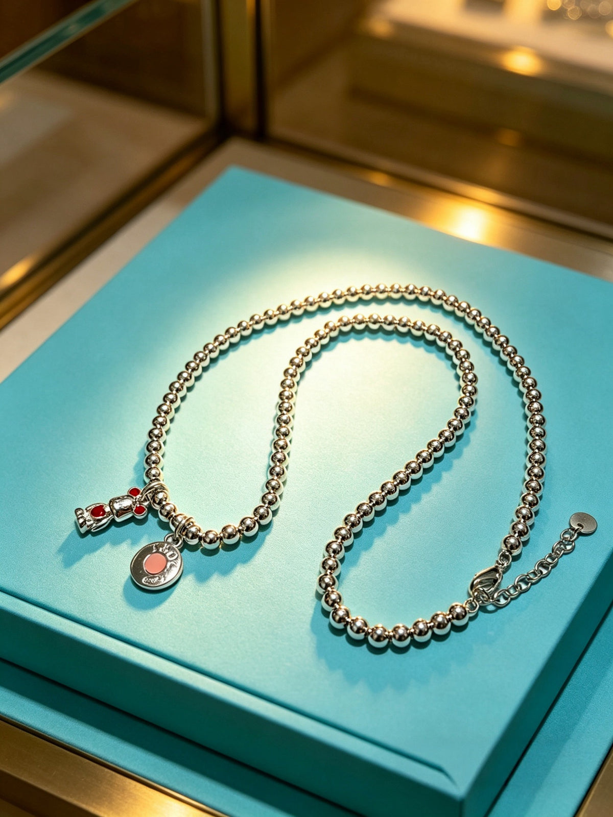 Signature Motif Pendant Necklace in Silver-Tone – Vintage Detail – Design 36 detail view