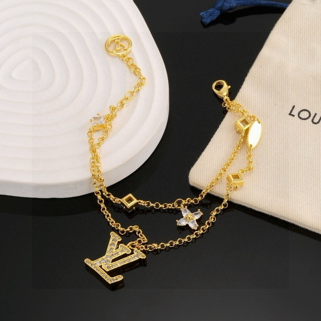 Floral Bracelet in Polished Metal-Tone – Design 001 styled product view