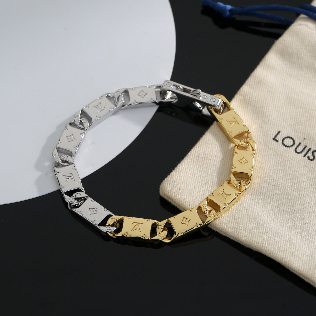 Letter Emblem Bracelet in Polished Metal-Tone – Design 039 main product view