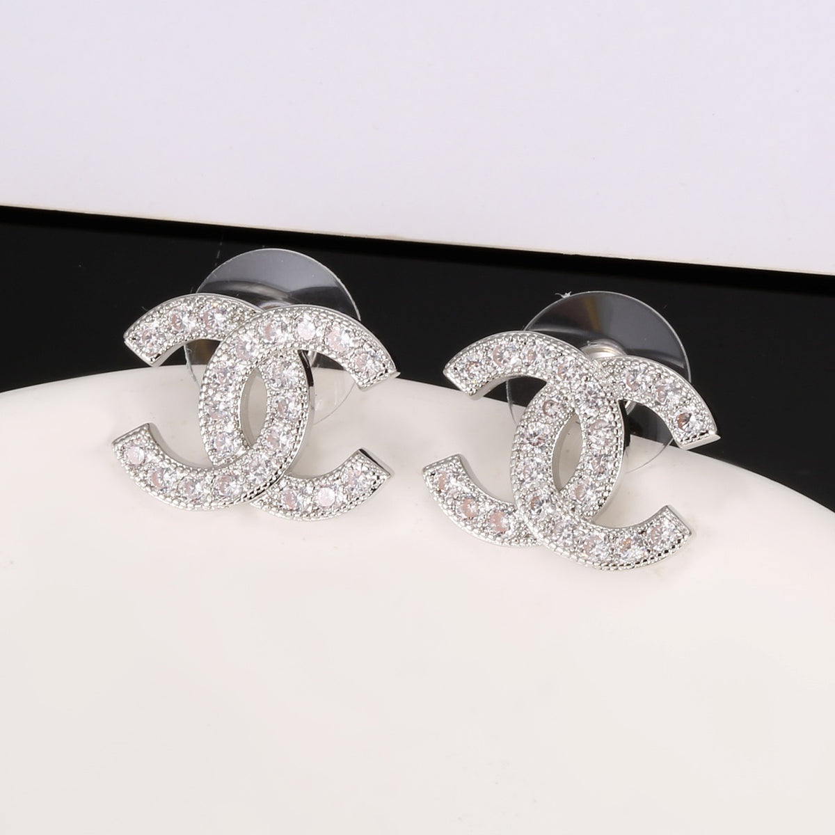 Signature Emblem Stud Earrings in Gold-Tone – Design 045 close-up detail