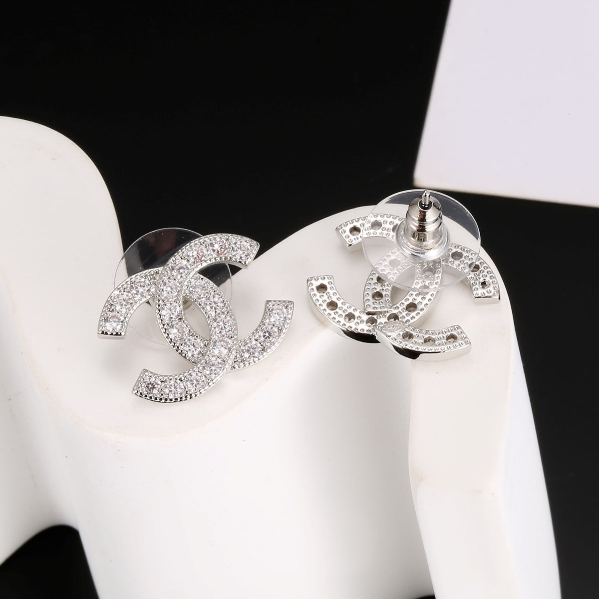 Signature Emblem Stud Earrings in Gold-Tone – Design 069 styled product view