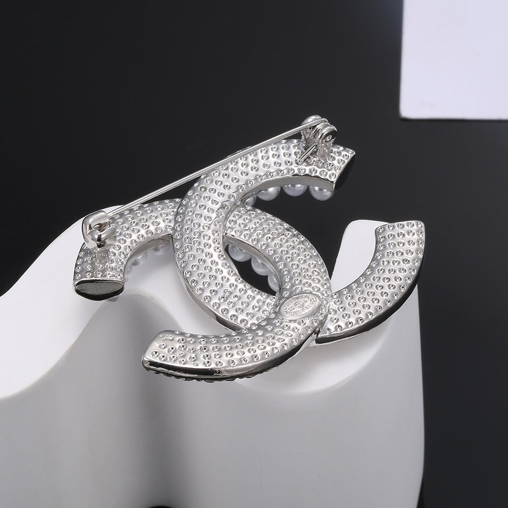 Signature Emblem Brooch in Silver-Tone – Design 003 front product view