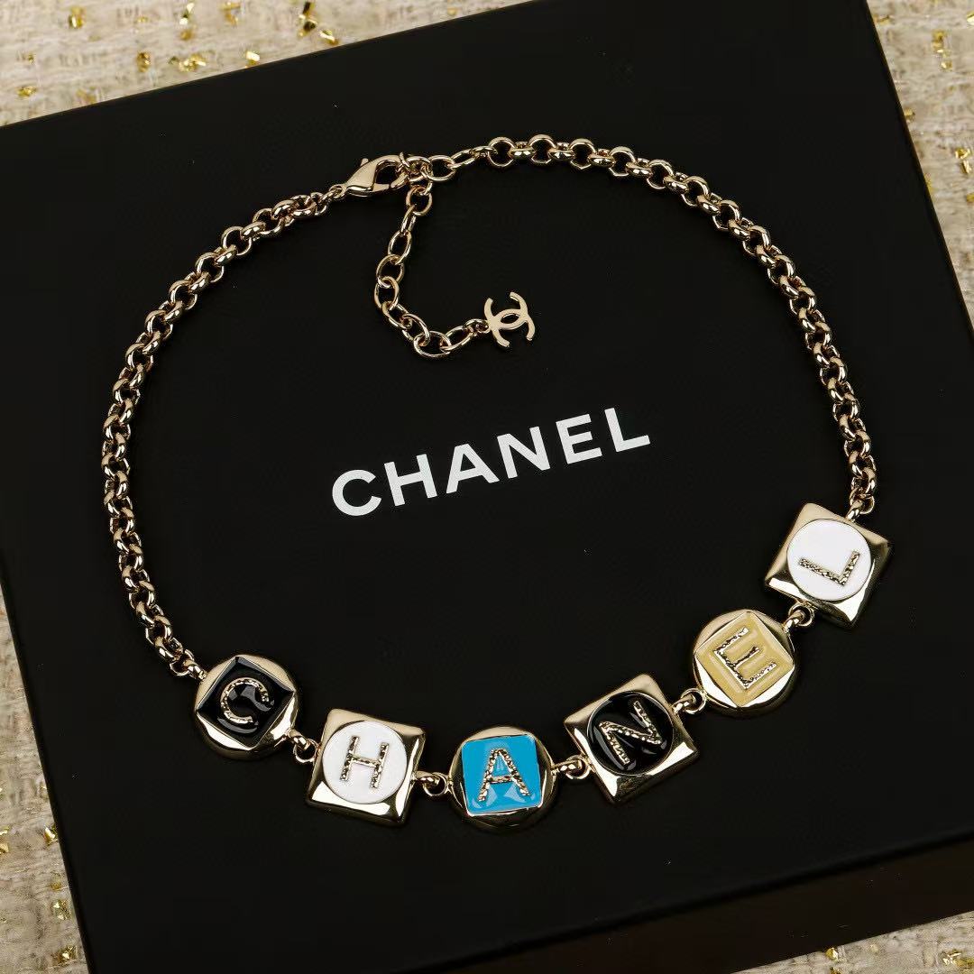 Letter Pendant Necklace in Polished Metal-Tone – Design 013 front product view