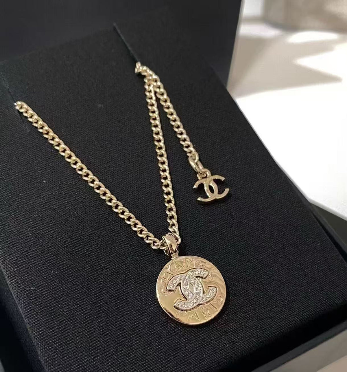 Signature Emblem Pendant Necklace in Gold-Tone – Design 062 main product view