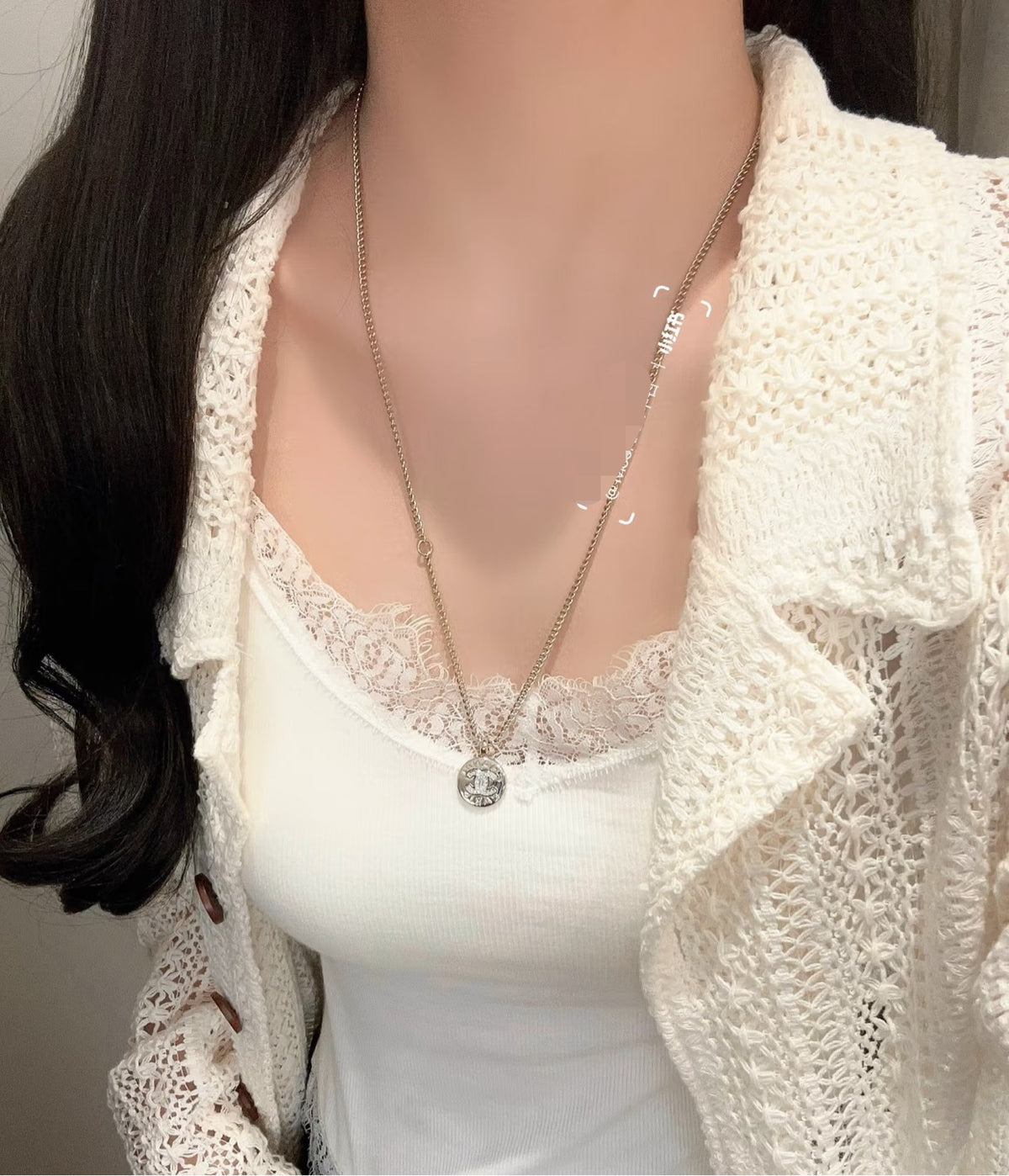Signature Emblem Pendant Necklace in Gold-Tone – Design 062 detail view