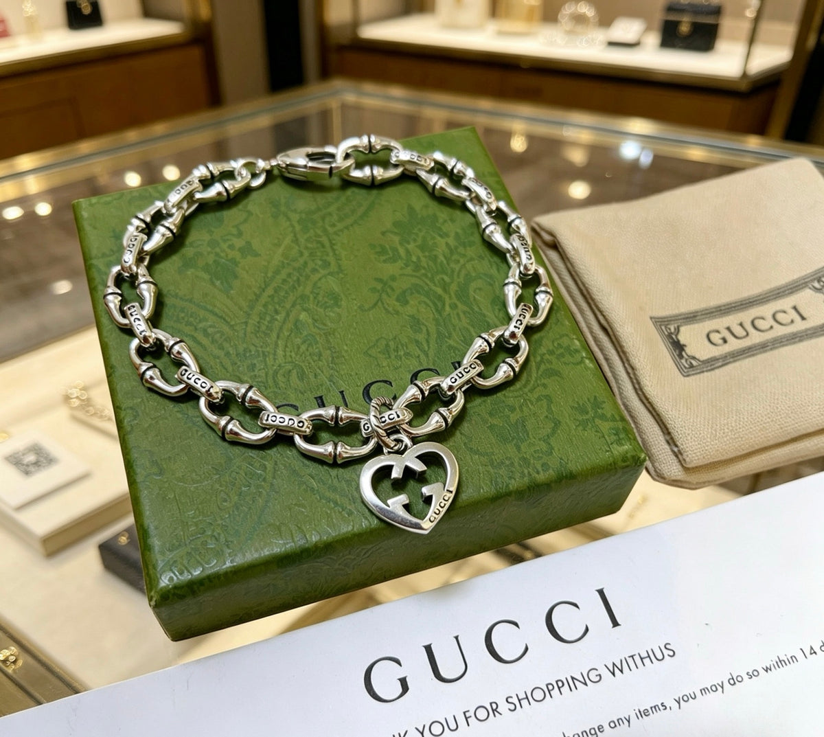 Floral Bracelet in Polished Metal-Tone – Design 014 front product view