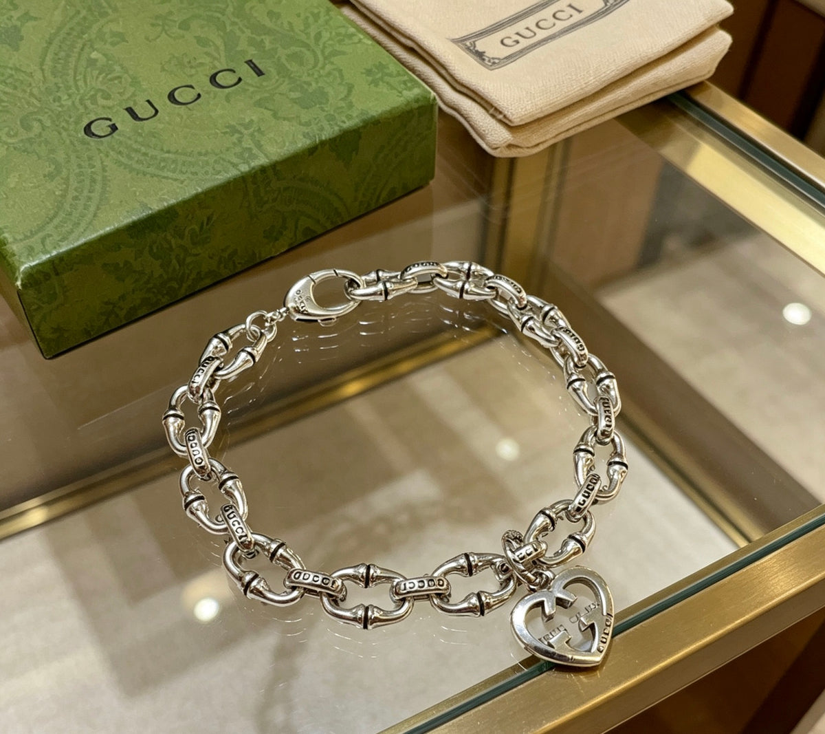 Floral Bracelet in Polished Metal-Tone – Design 014 front product view