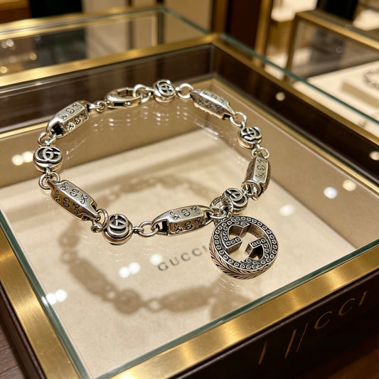 Geometric Emblem Bracelet in Polished Metal-Tone – Design 105 main product view