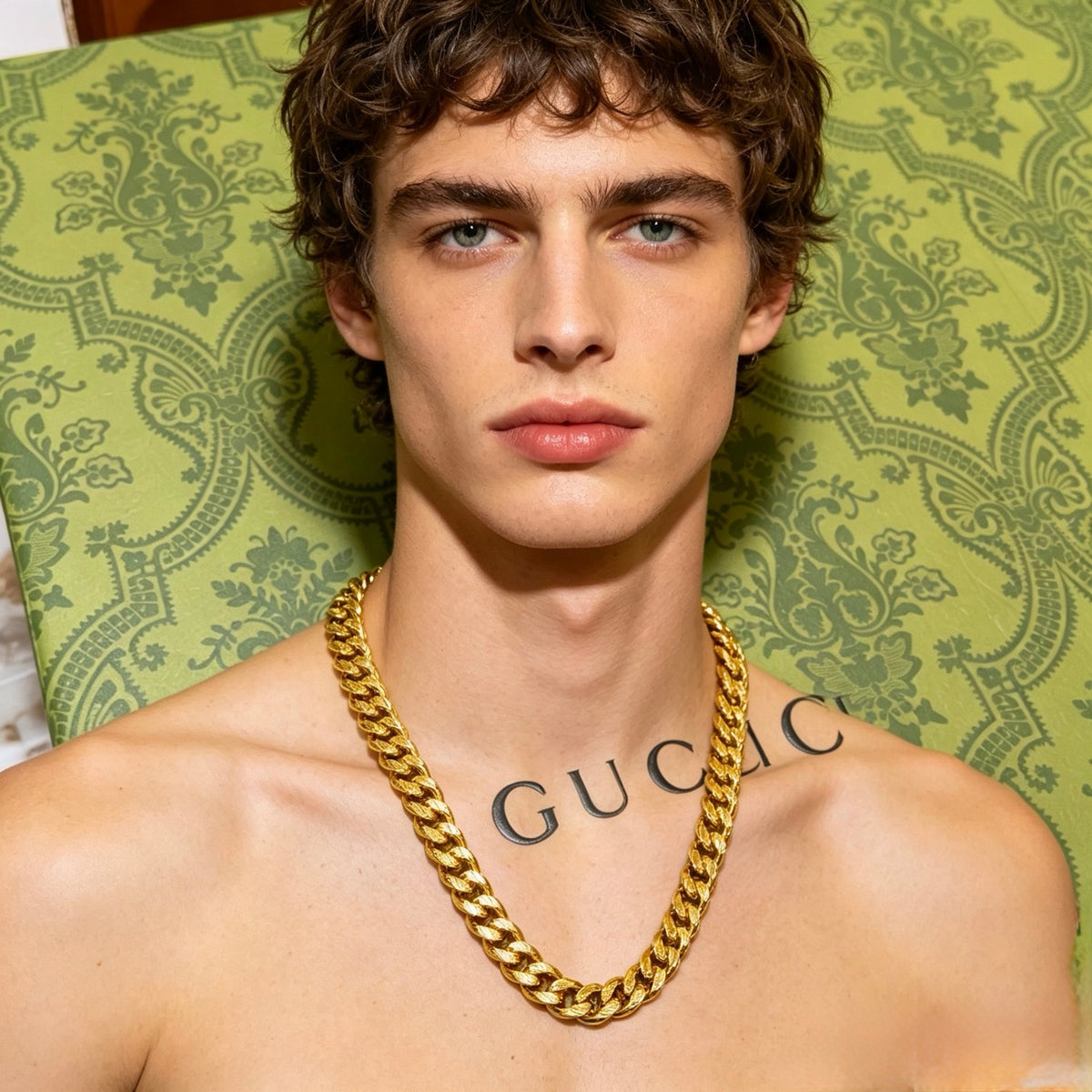 Double-G Emblem Pendant Necklace in Polished Metal-Tone – Design 138 styled product view