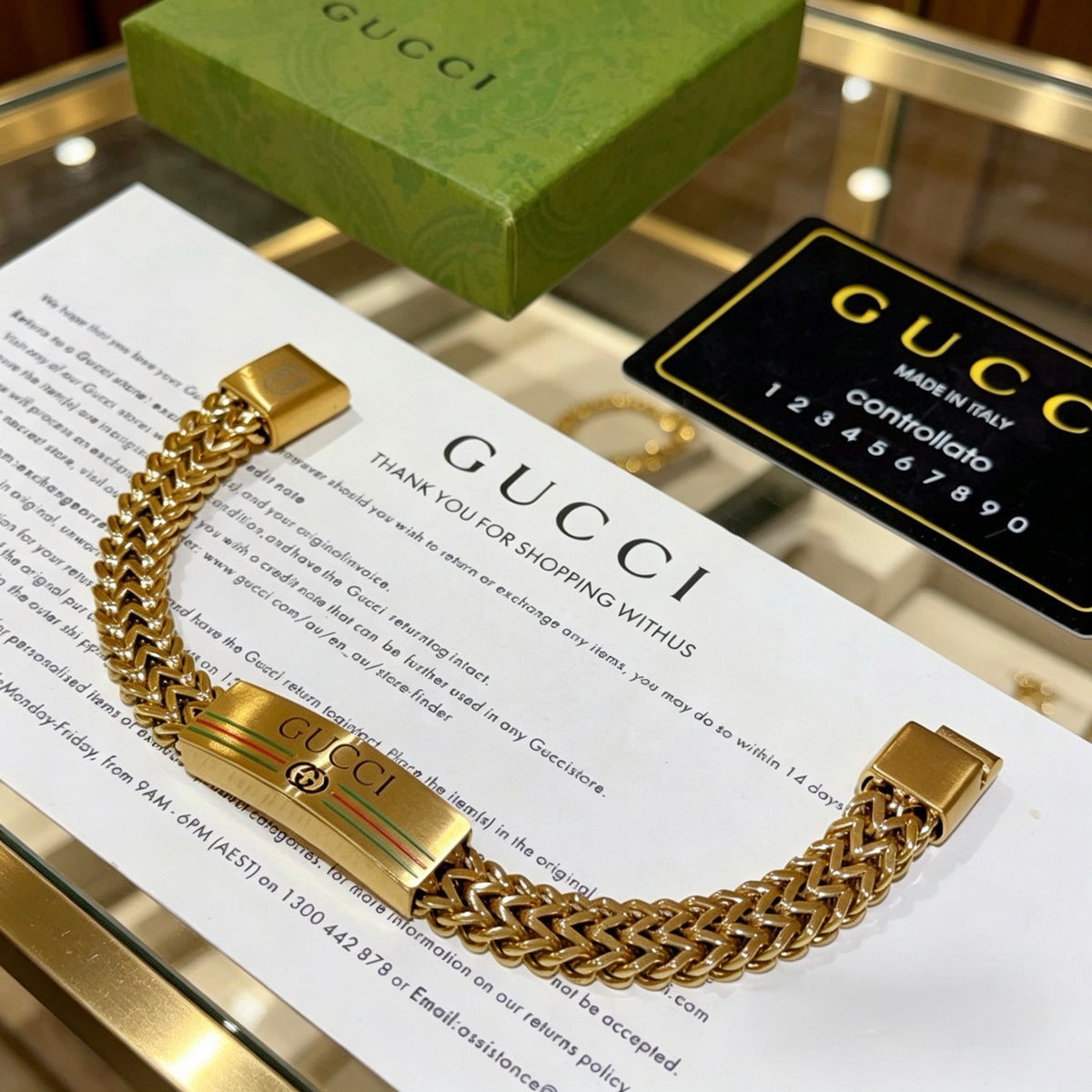 Geometric Emblem Bracelet in Polished Metal-Tone – Design 069 close-up detail