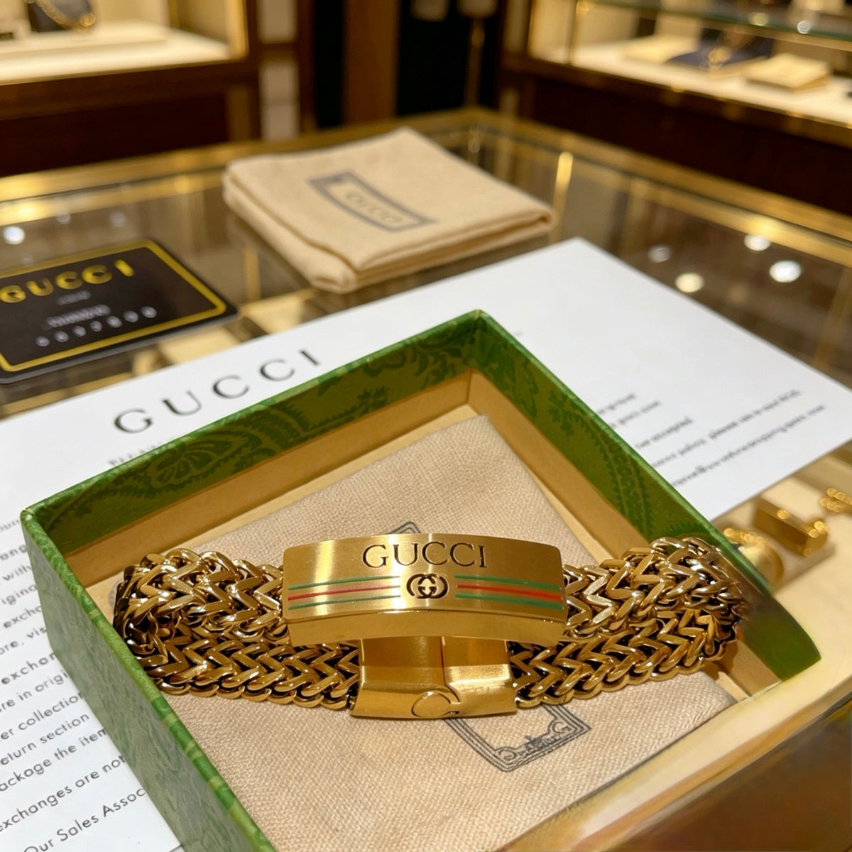 Geometric Emblem Bracelet in Polished Metal-Tone – Design 103 front product view