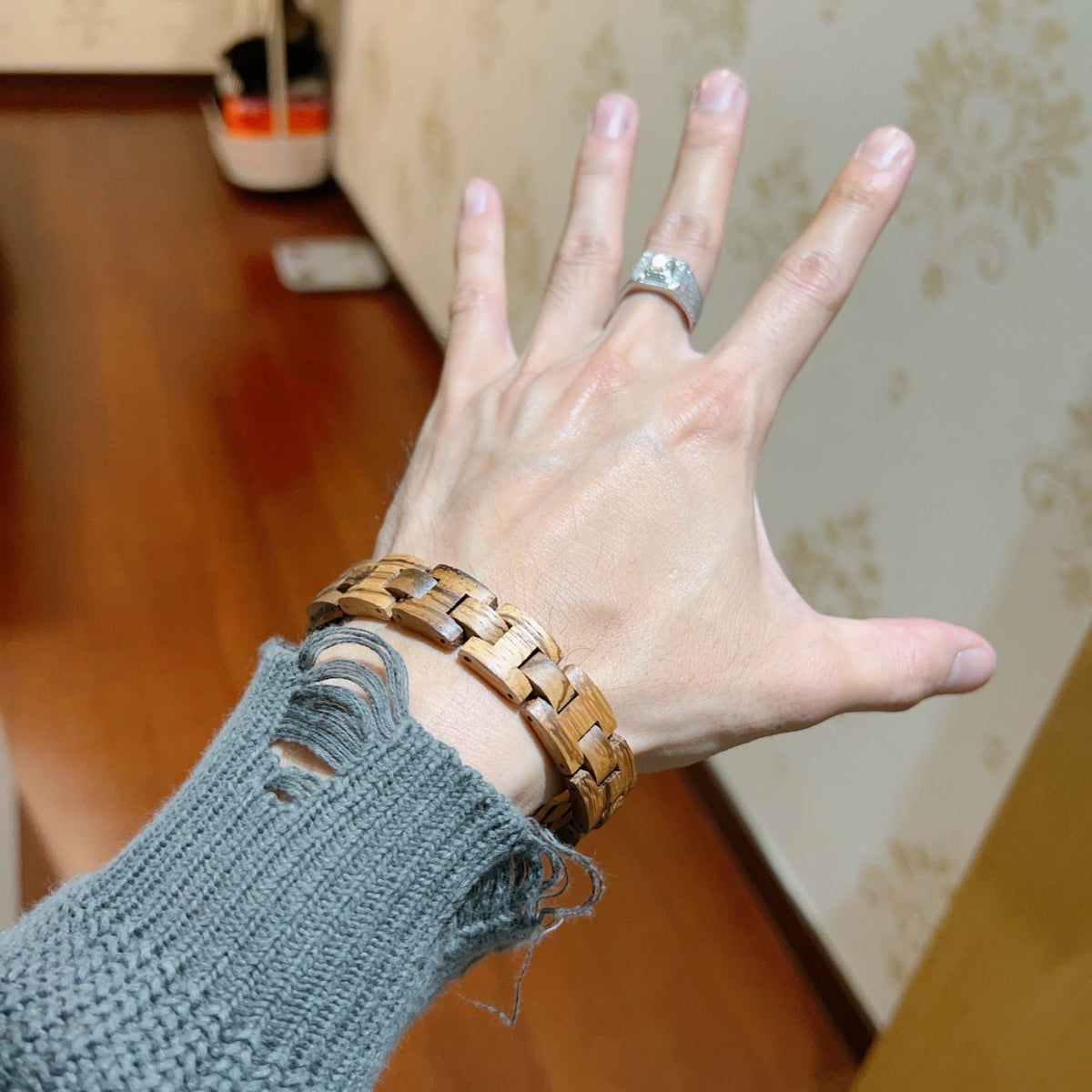 Geometric Emblem Statement Ring in Polished Metal-Tone – Design 102 detail view