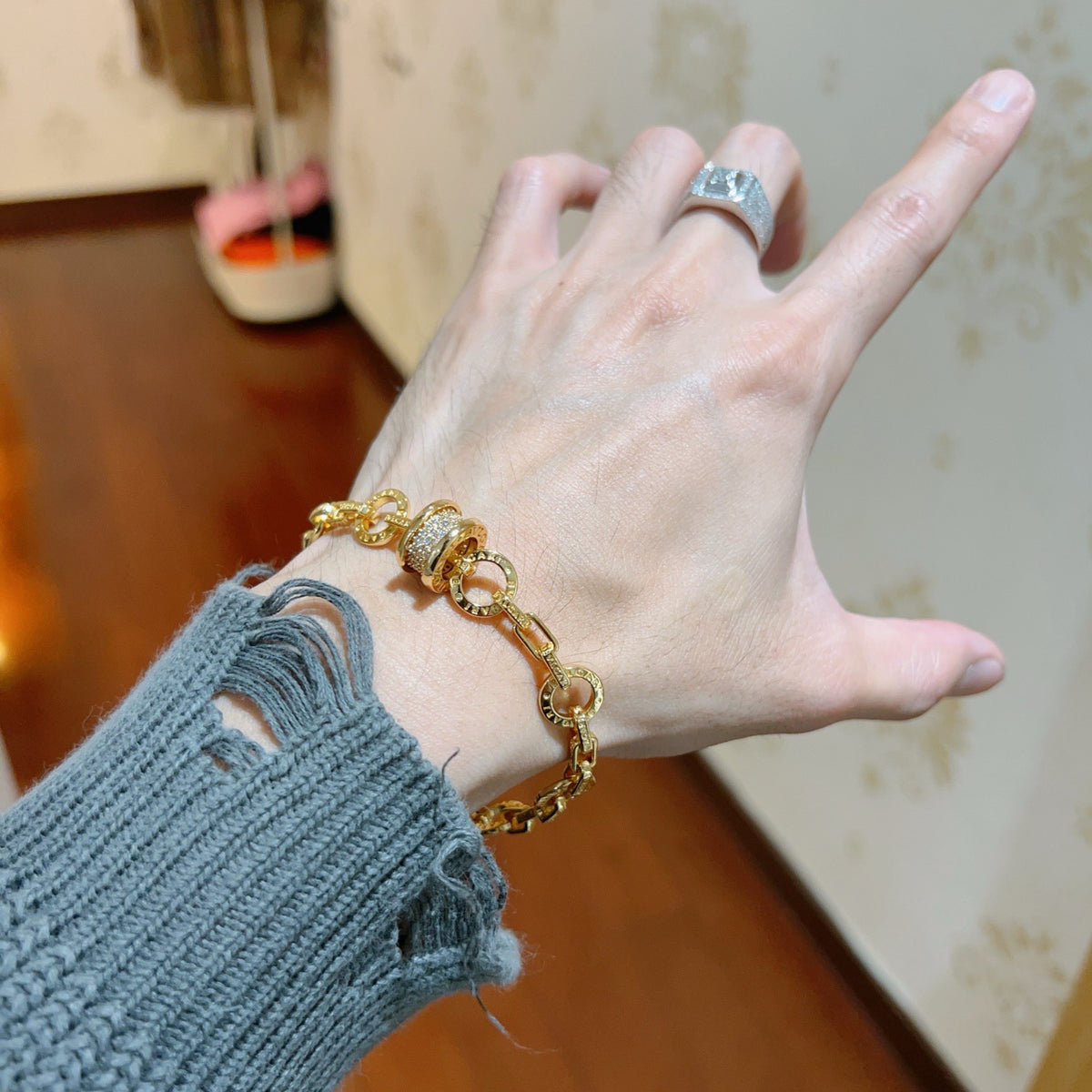 Geometric Emblem Statement Ring in Polished Metal-Tone – Design 100 main product view
