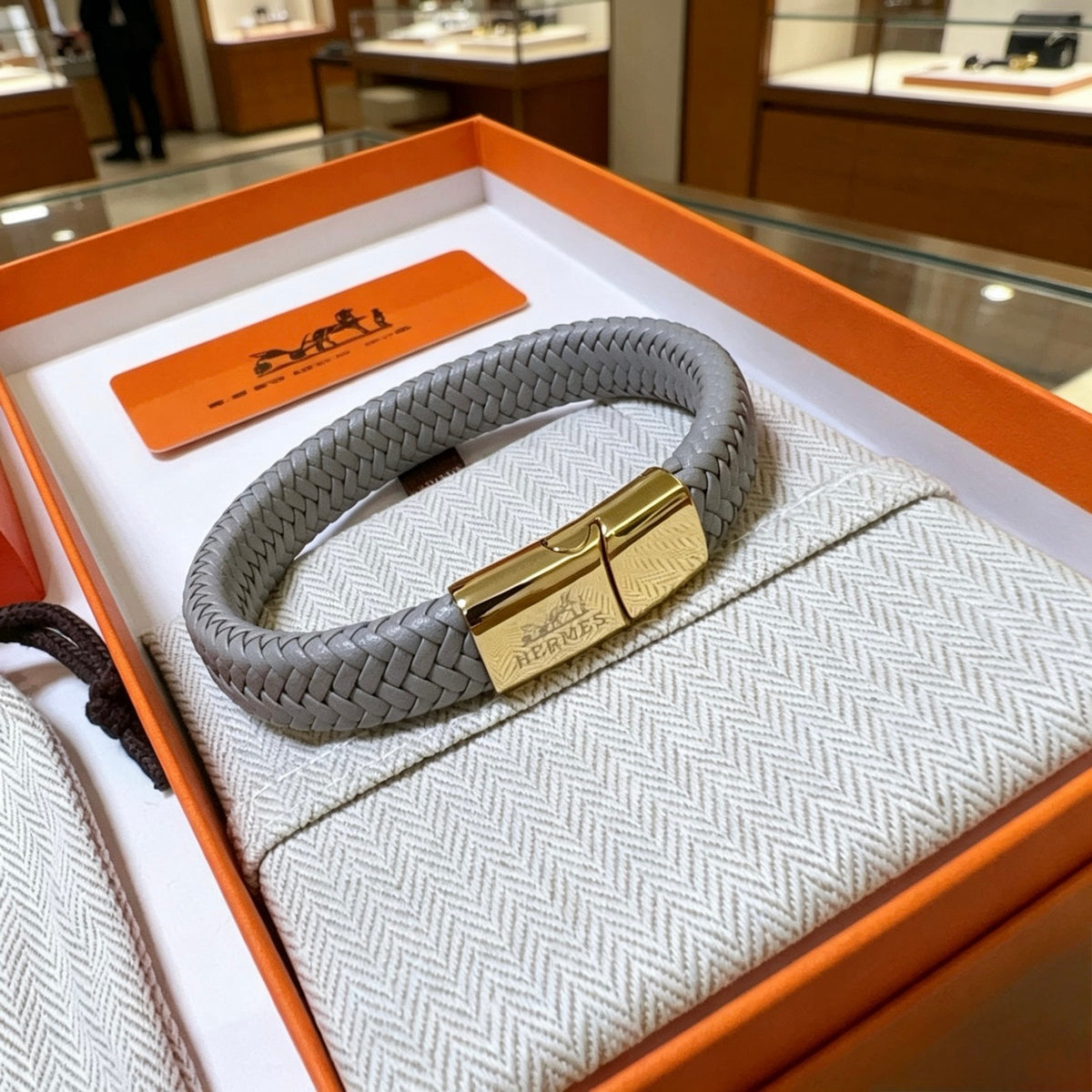 Horse Bangle in Gold-Tone – Braided Detail styled product view