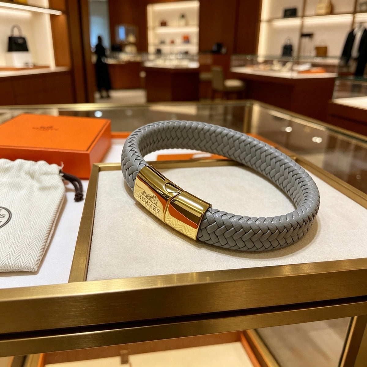 Horse Bangle in Gold-Tone – Braided Detail front product view