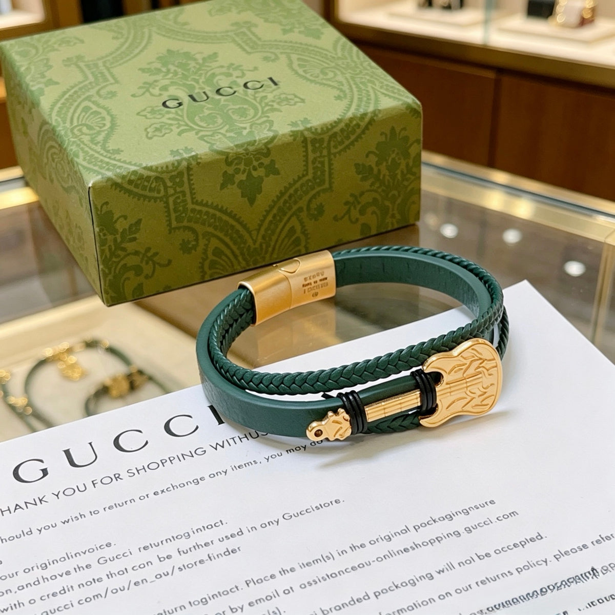 Double-G Emblem Bangle in Silver-Tone – Vintage Detail – Design 019 front product view