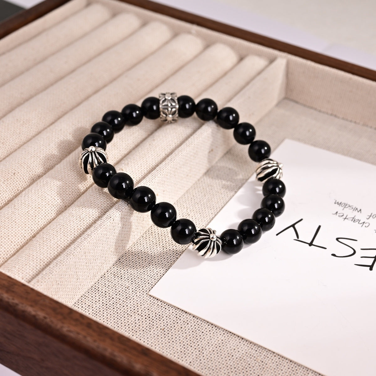Cross Statement Bracelet in Metal-Tone – Design 19 close-up detail