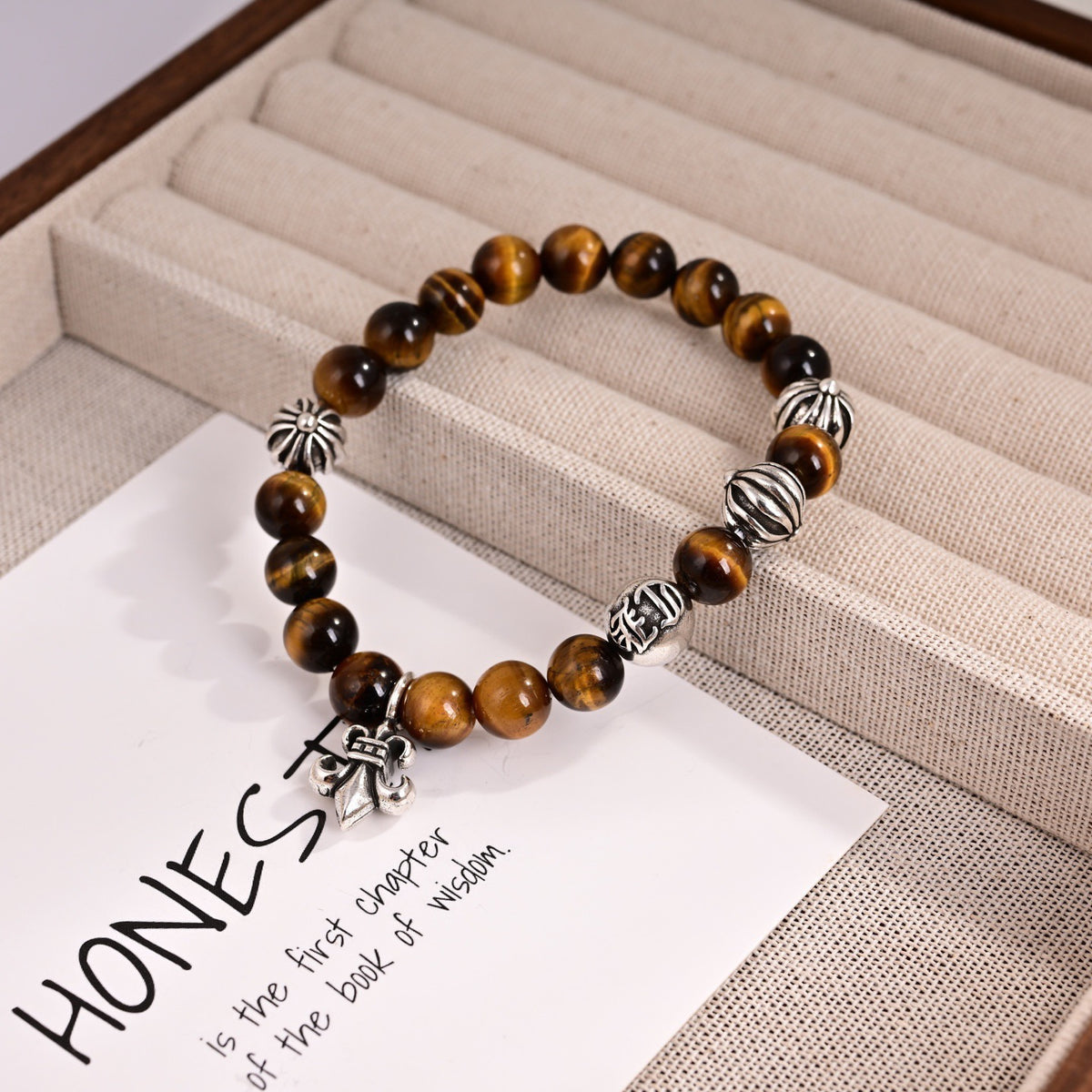Cross Statement Bracelet in Metal-Tone – Design 18 detail view