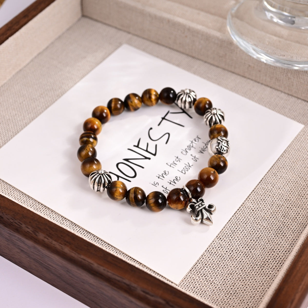 Cross Statement Bracelet in Metal-Tone – Design 18 side detail