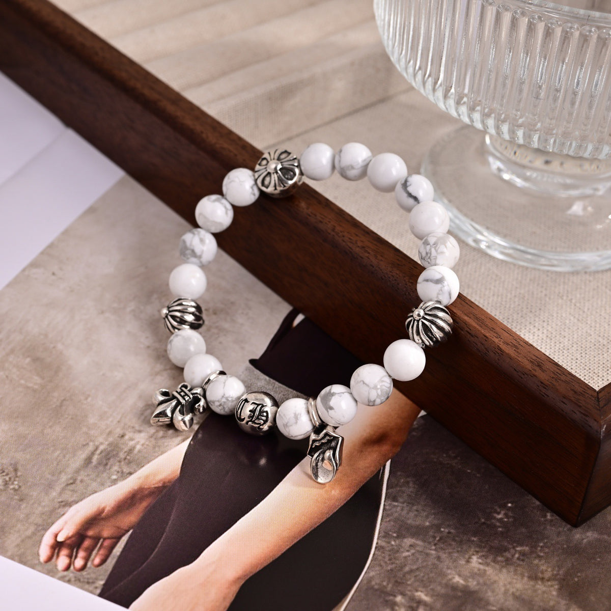 Cross Statement Bracelet in Metal-Tone – Design 17 detail view