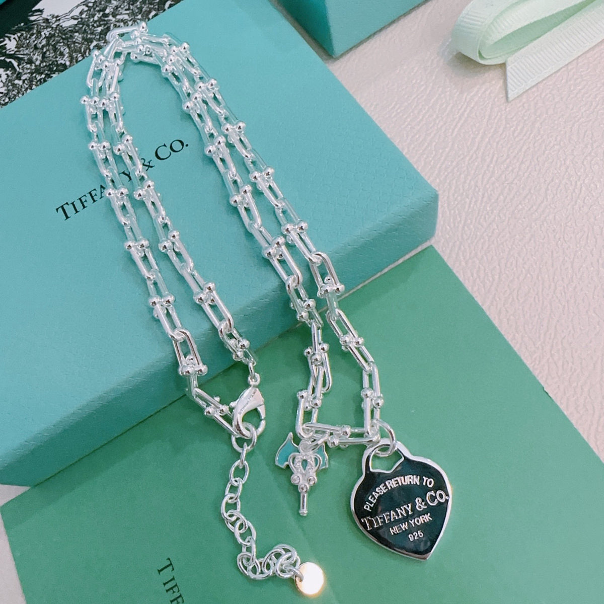 Signature Motif Pendant Necklace in Silver-Tone – Vintage Detail – Design 45 styled product view