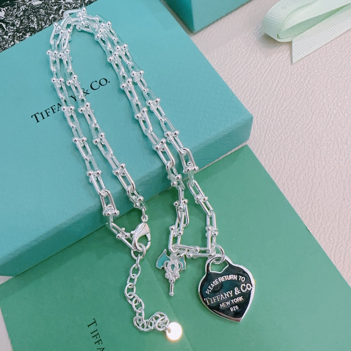 Signature Motif Pendant Necklace in Silver-Tone – Vintage Detail – Design 45 front product view