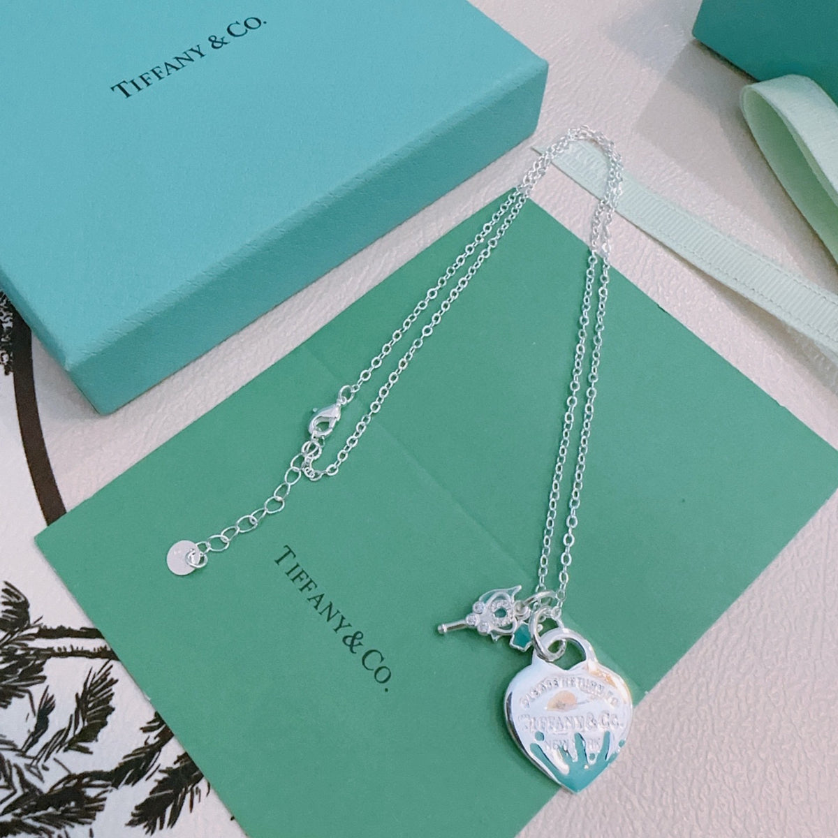 Signature Motif Pendant Necklace in Silver-Tone – Vintage Detail – Design 44 side detail