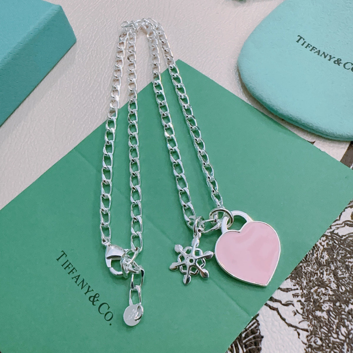 Signature Motif Pendant Necklace in Silver-Tone – Vintage Detail – Design 43 detail view