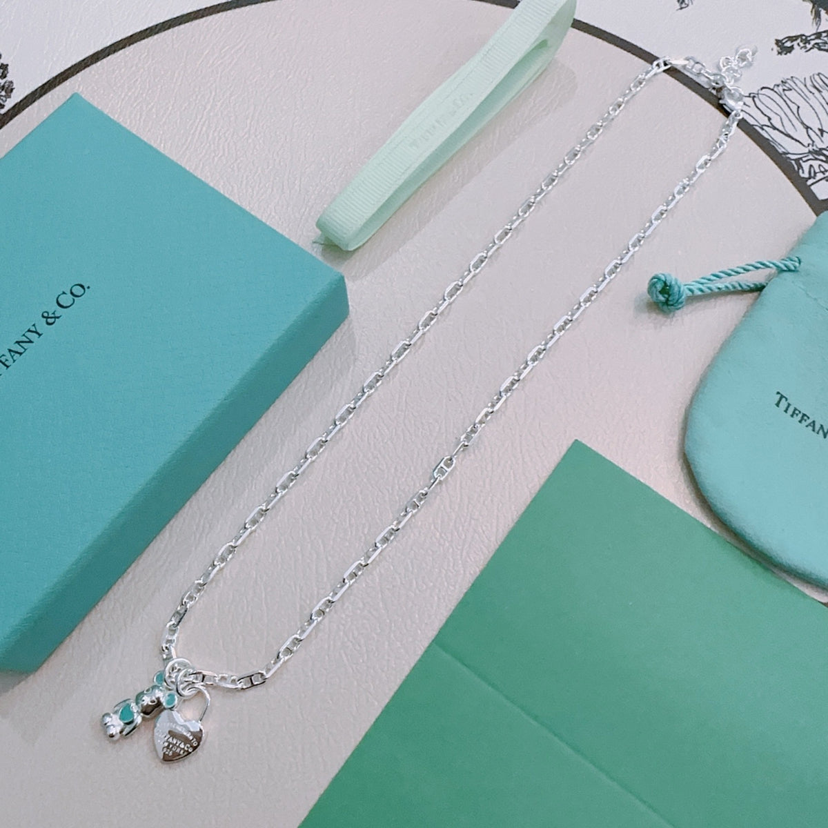 Signature Motif Pendant Necklace in Silver-Tone – Vintage Detail – Design 42 front product view