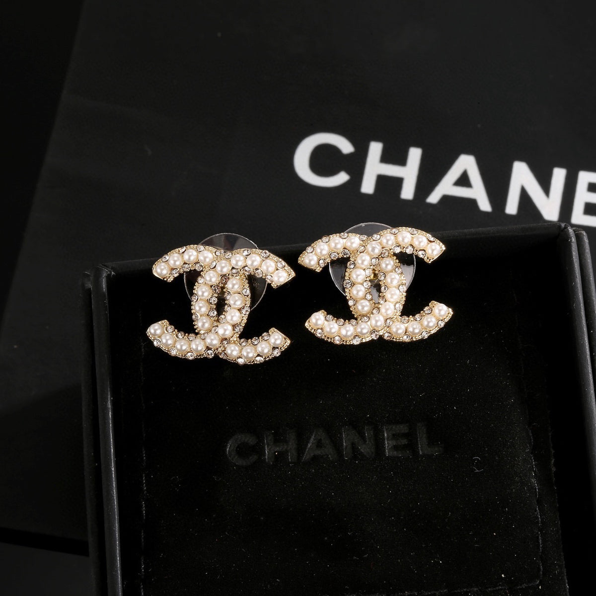 Signature Emblem Stud Earrings in Gold-Tone – Design 068 close-up detail
