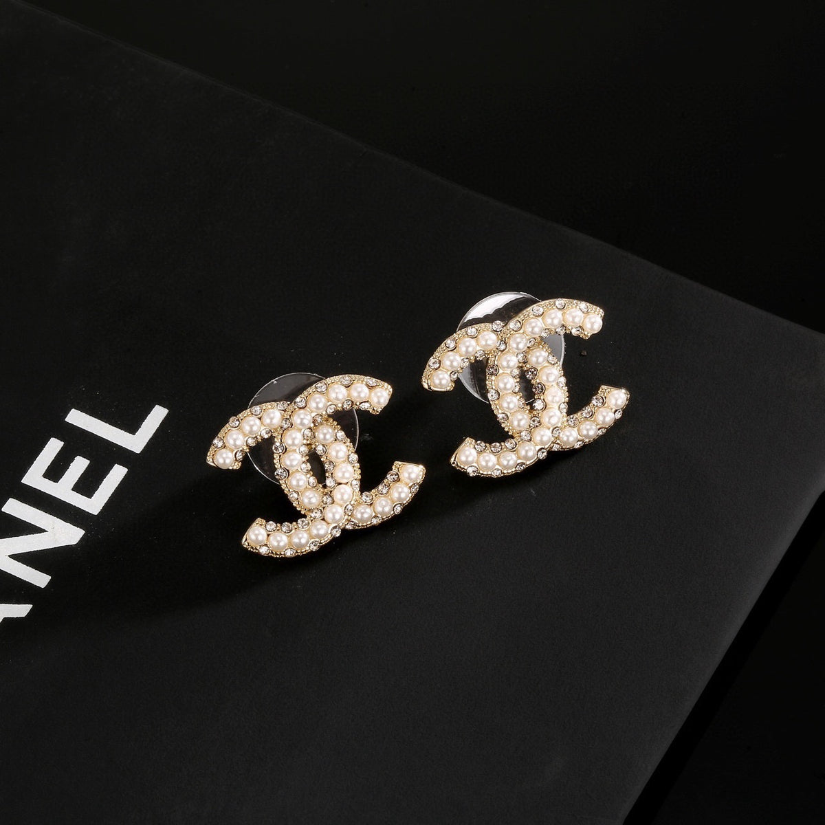 Signature Emblem Stud Earrings in Gold-Tone – Design 068 detail view