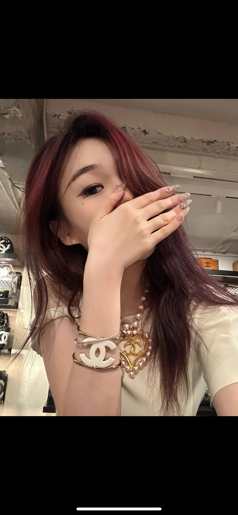 Signature Emblem Bangle in Polished Metal-Tone – White Detail – Design 003 close-up detail