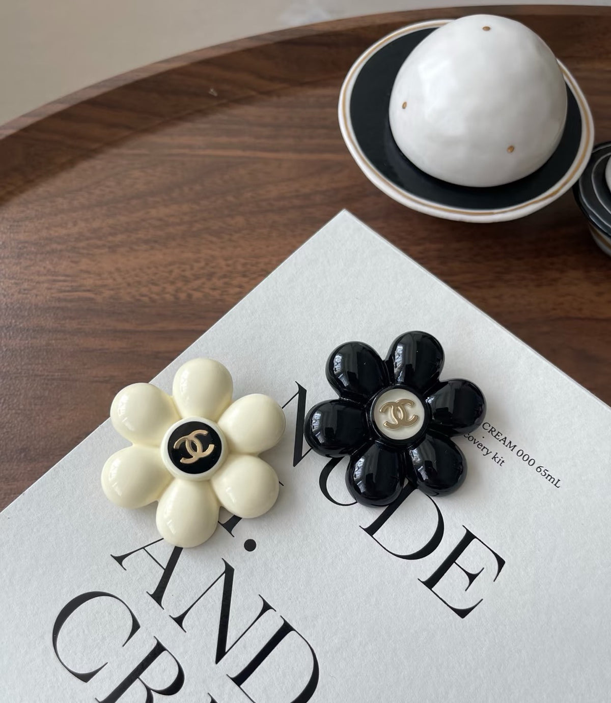 Camellia Brooch in Polished Metal-Tone – Camellia Detail – Design 006 detail view
