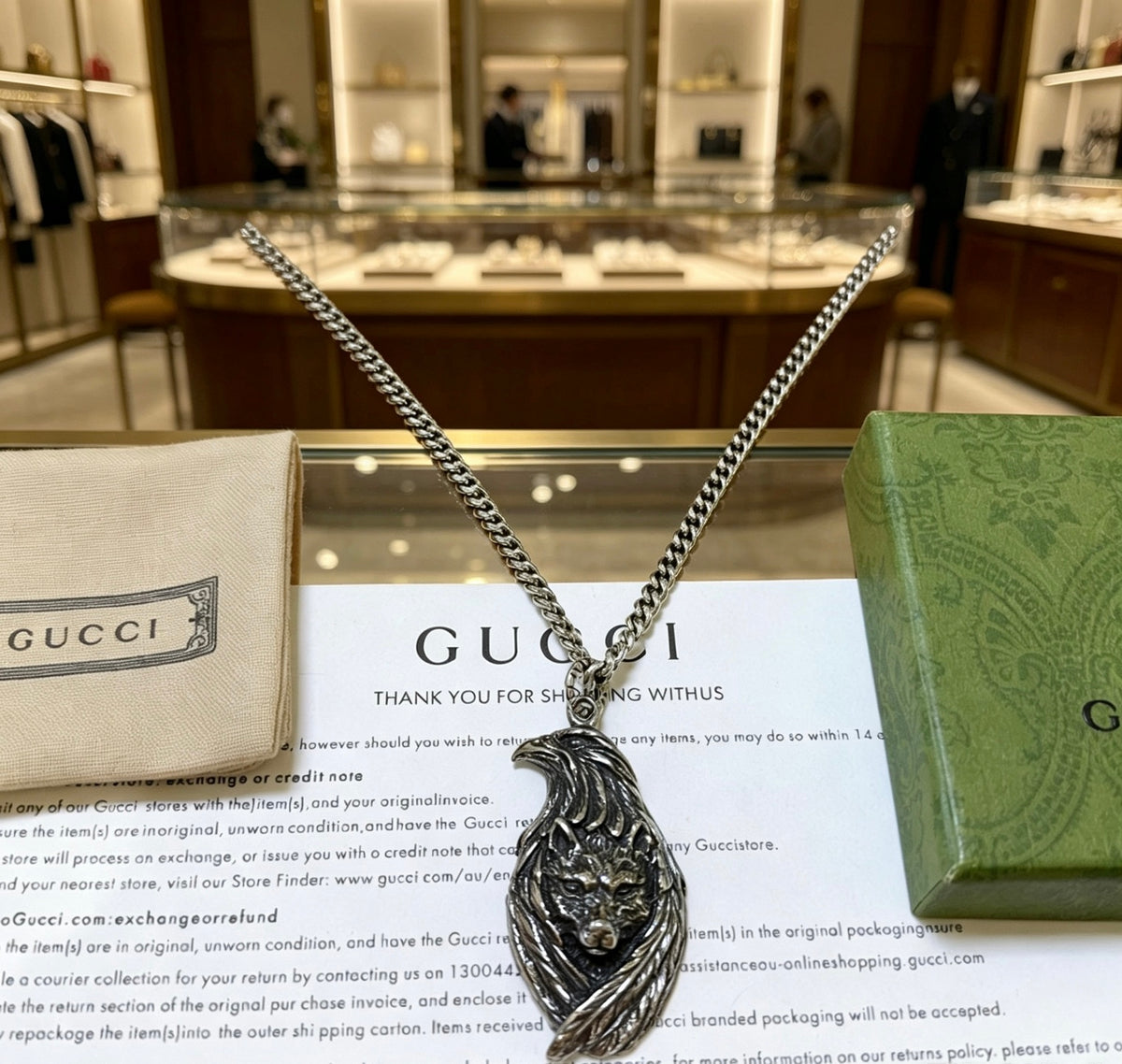 Double-G Emblem Pendant Necklace in Polished Metal-Tone – Design 161 main product view