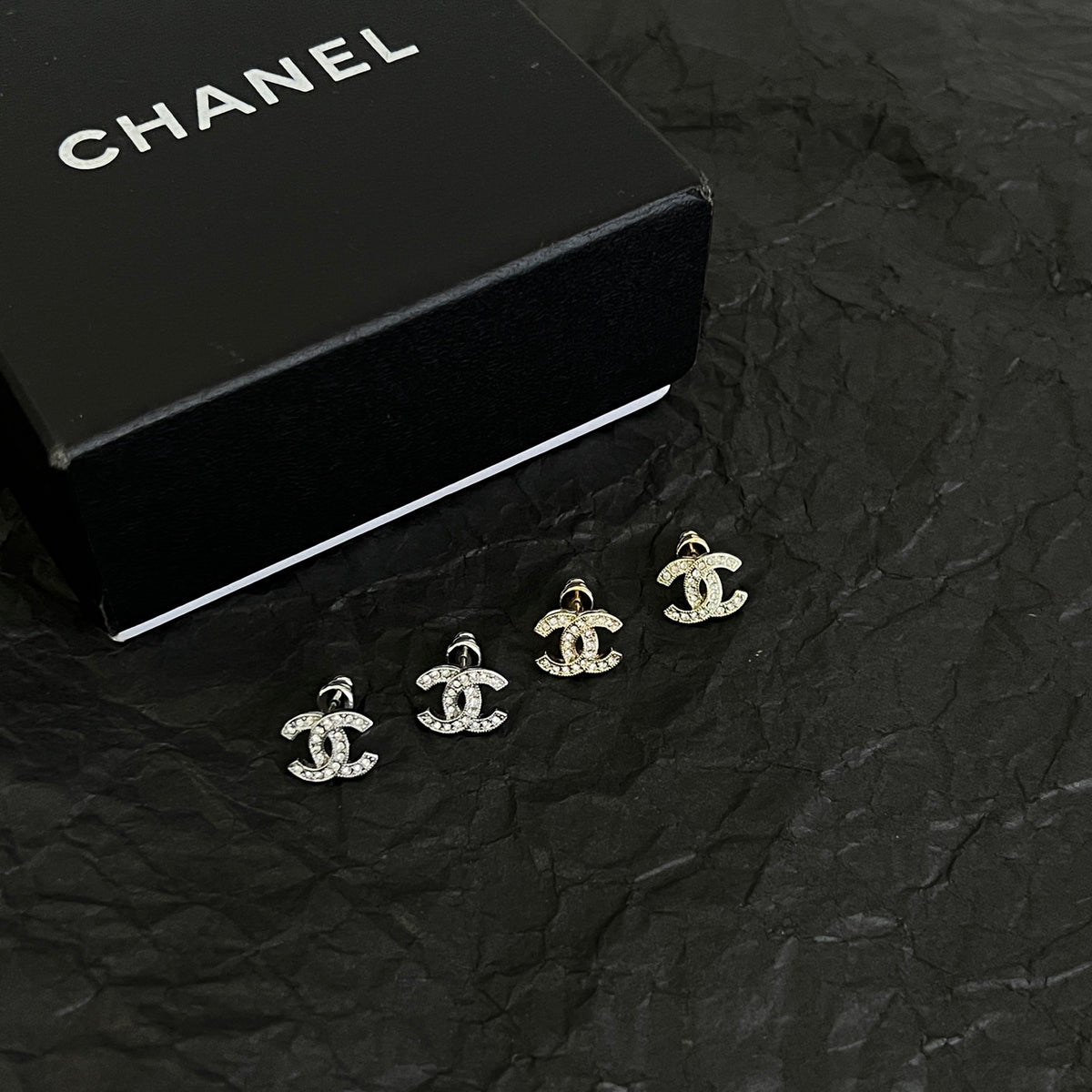 Signature Emblem Stud Earrings in Polished Metal-Tone – Design 124 detail view