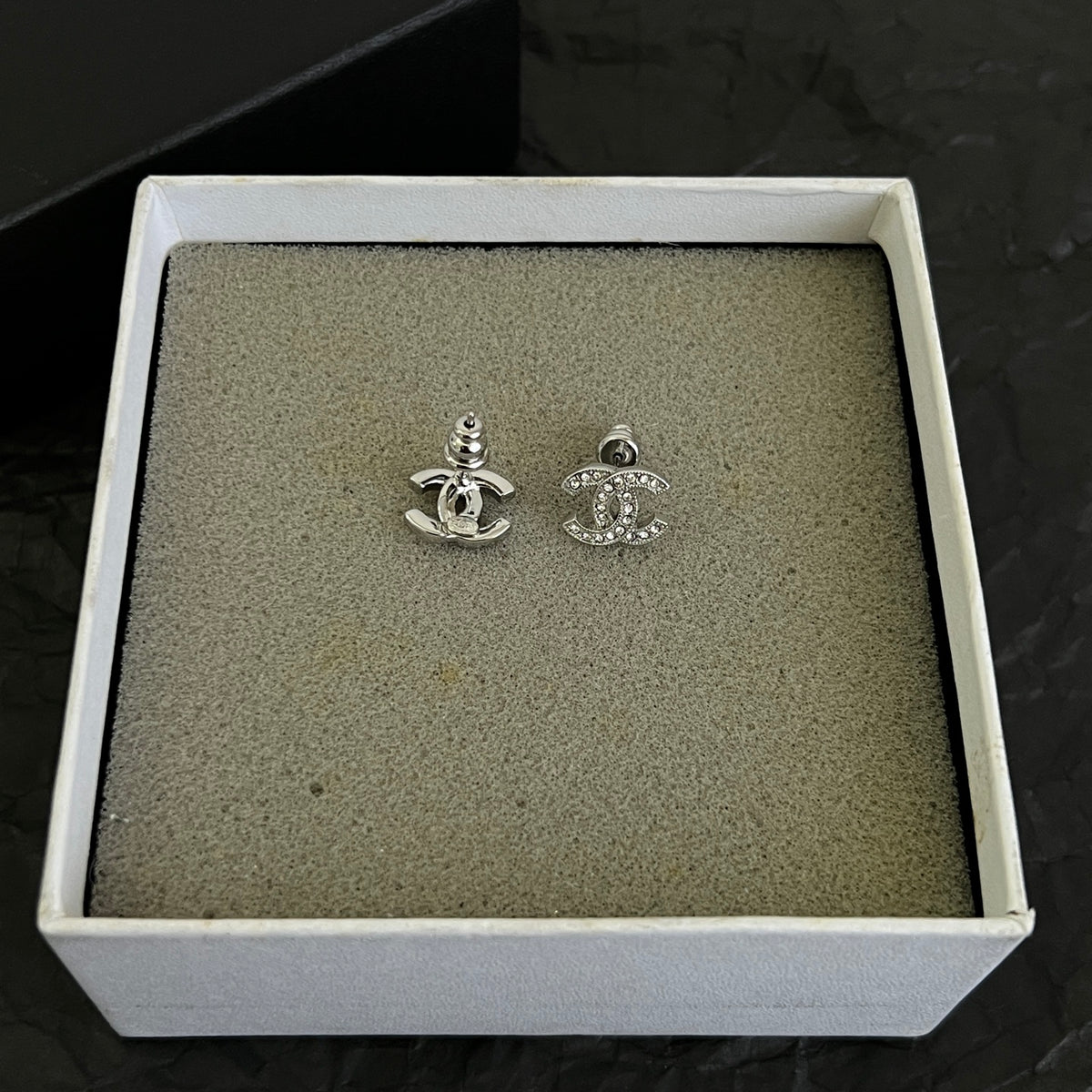 Signature Emblem Stud Earrings in Polished Metal-Tone – Design 123 styled product view
