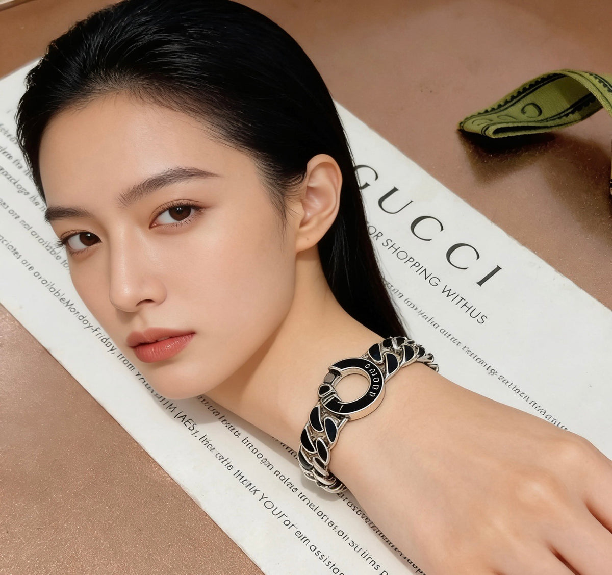 Geometric Emblem Bracelet in Polished Metal-Tone – Design 082 main product view