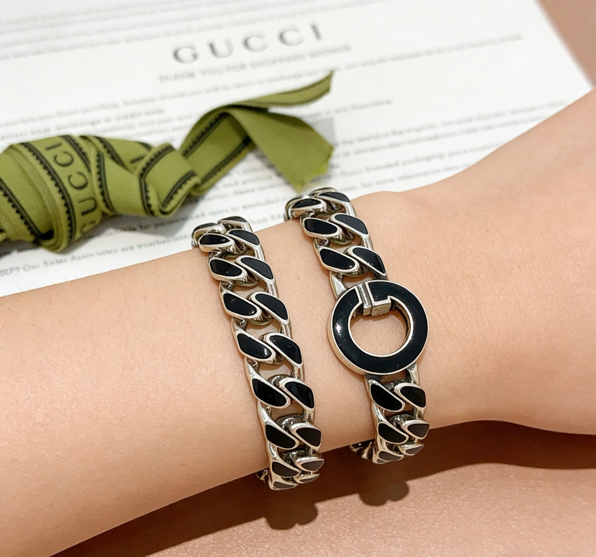 Geometric Emblem Bracelet in Polished Metal-Tone – Design 082 front product view