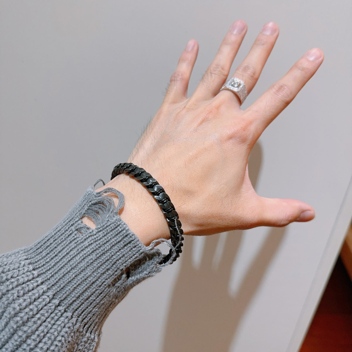Geometric Emblem Statement Ring in Polished Metal-Tone – Design 110 detail view