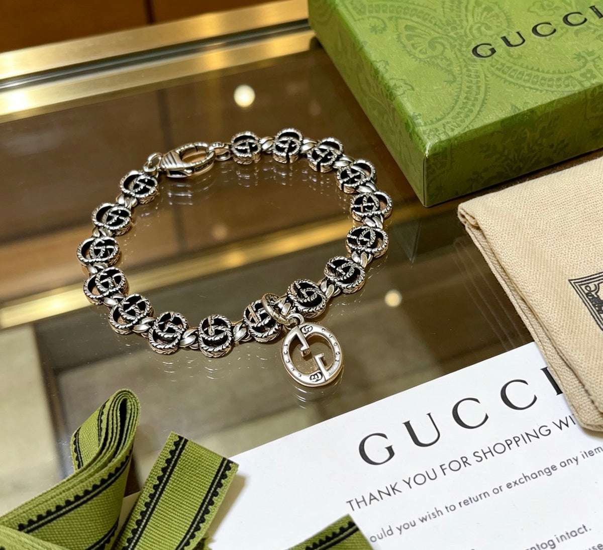 Geometric Emblem Bracelet in Polished Metal-Tone – Design 107 front product view