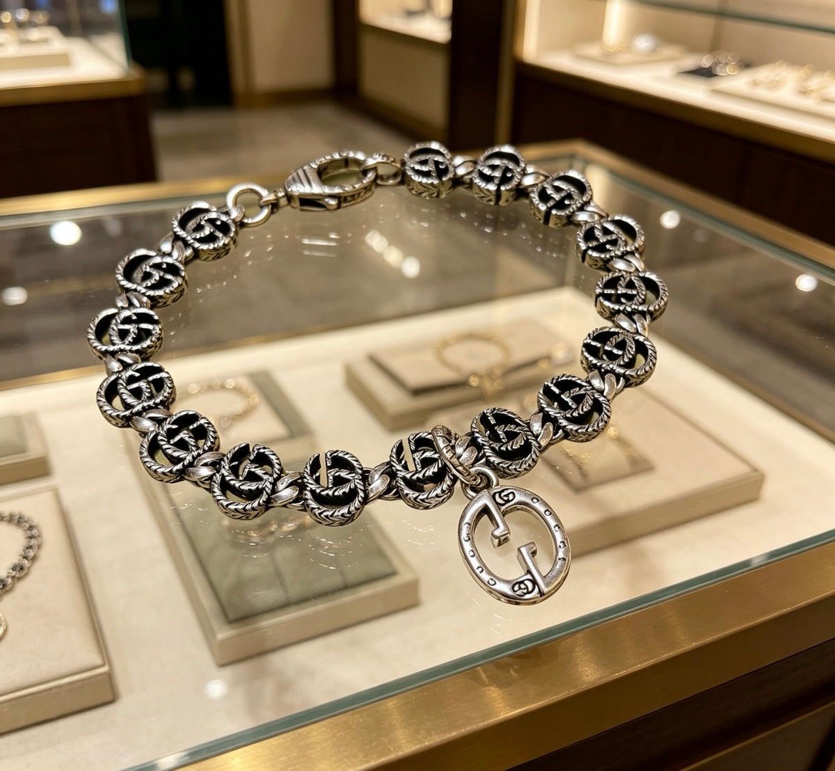 Geometric Emblem Bracelet in Polished Metal-Tone – Design 107 main product view