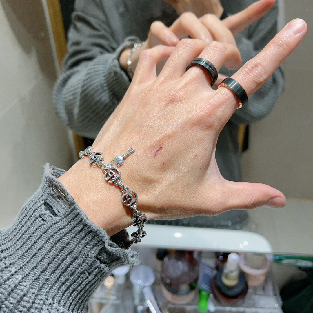 Geometric Emblem Bracelet in Polished Metal-Tone – Design 106 styled product view