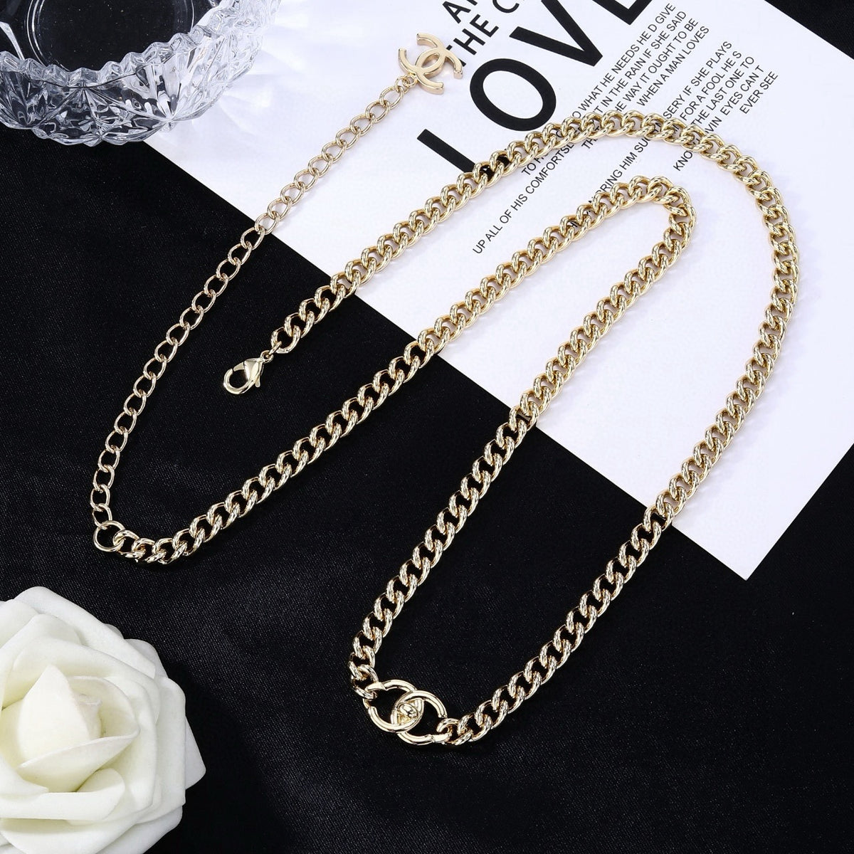 Signature Emblem Jewelry Accessory in Polished Metal-Tone – Design 070 styled product view
