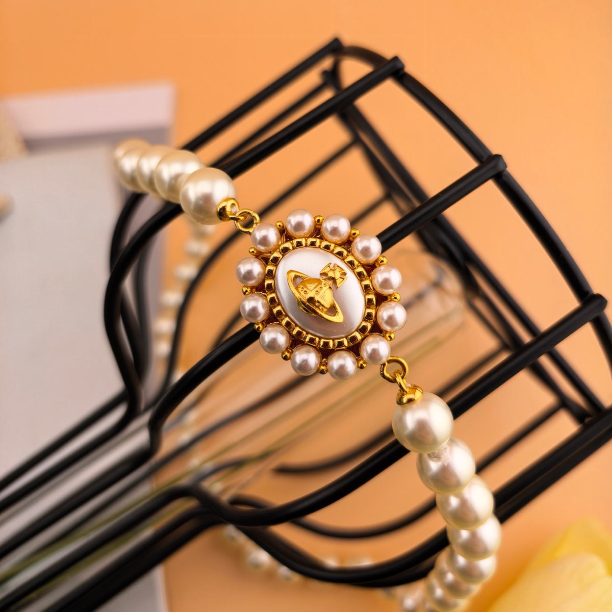 Orb Pendant Necklace in Polished Metal-Tone – Design 061 front product view