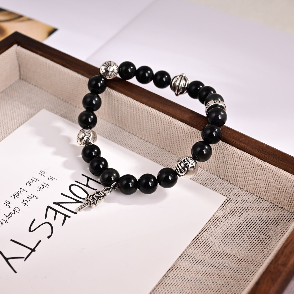 Cross Statement Bracelet in Metal-Tone – Design 21 side detail