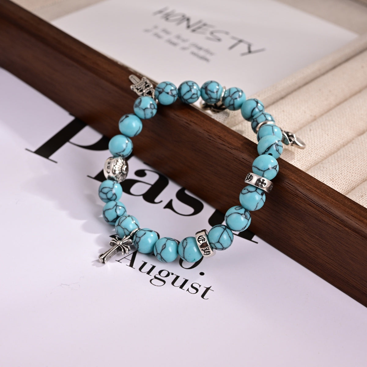 Cross Statement Bracelet in Metal-Tone – Design 20 front product view